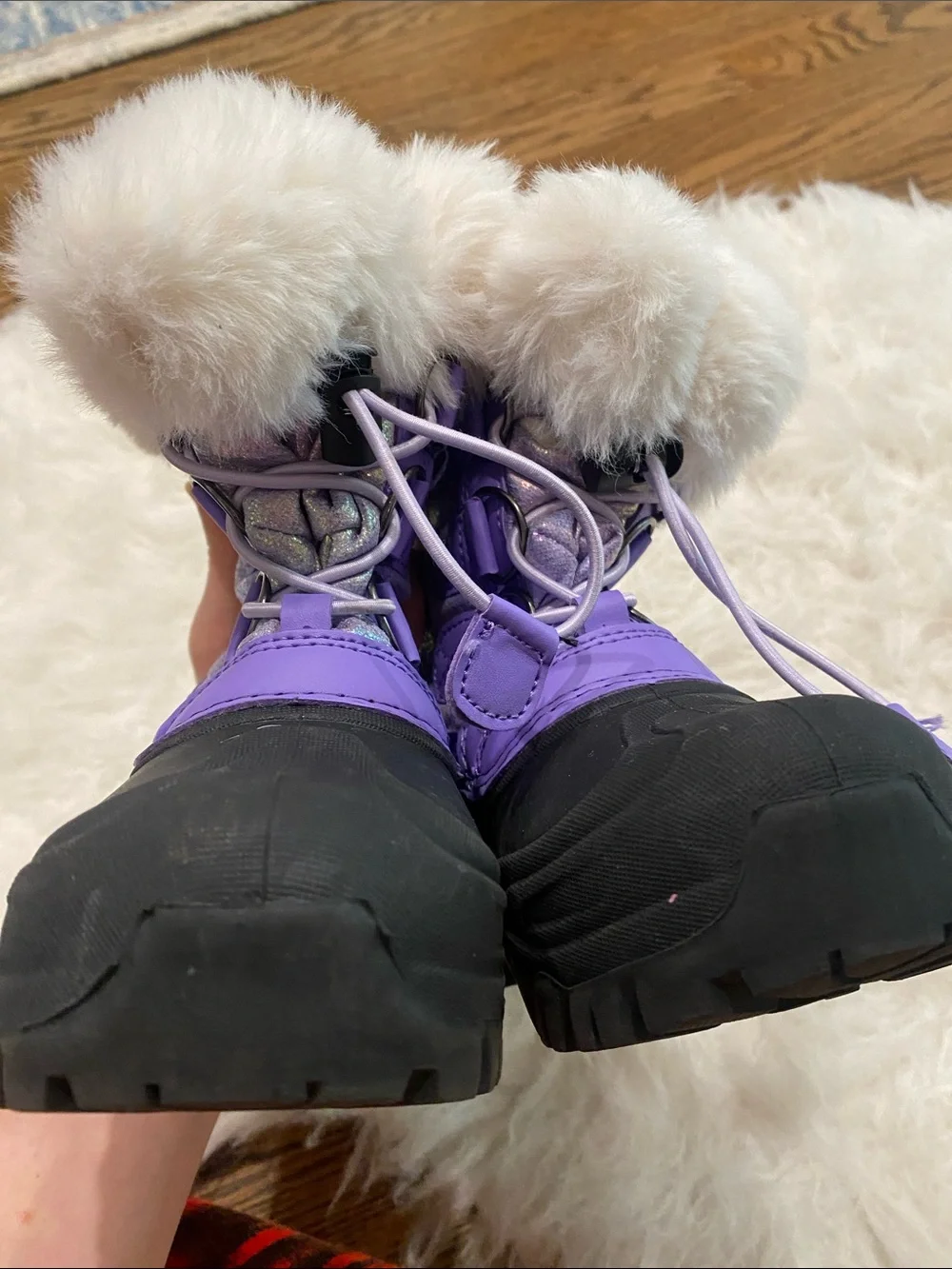 Kids' Purple Faux-Fur Winter Rain & Snow Boots - Waterproof Grip